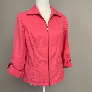Chico’s Bubble Gum Pink Zip Front Nylon Jacket Size 0